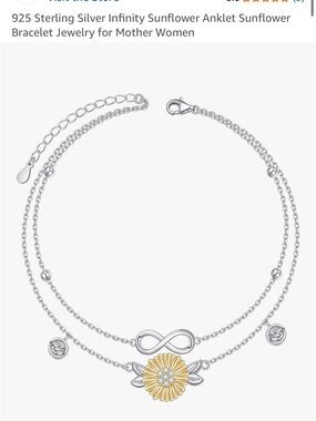 Sterling Silver Sunflower & Infinity Double-Layer Bracelet - Silver & Gold